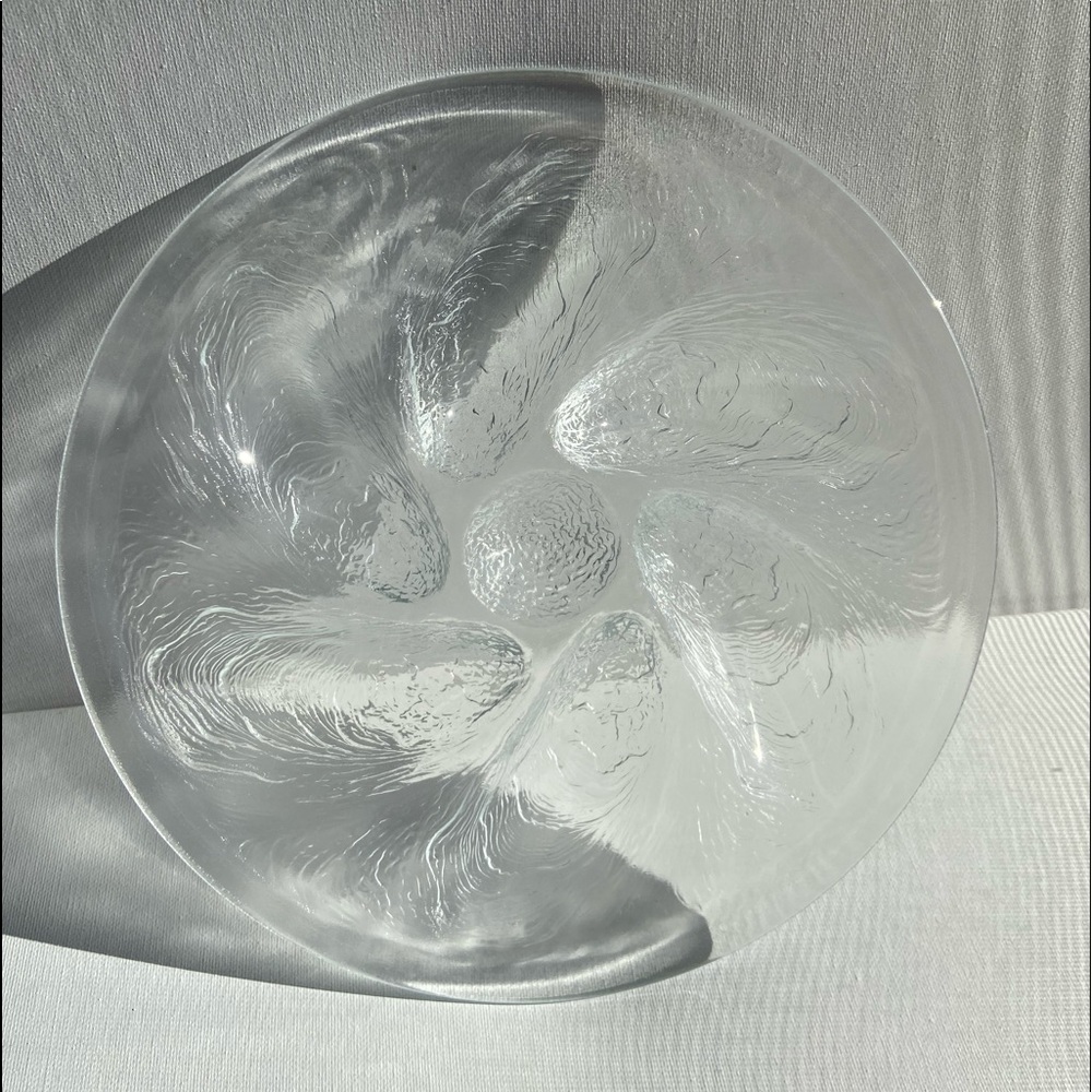 Clear Glass Vintage Arcoroc French Oyster Serving Platter